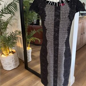 Betsey Johnson Black and Gray Lace Dress